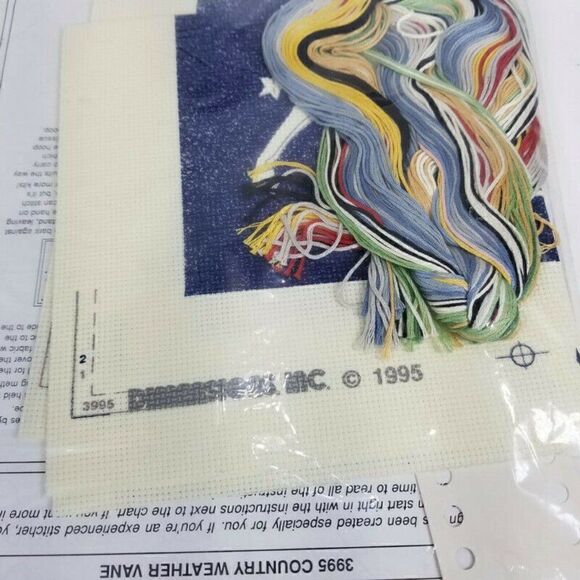 Vtg 1995 Dimensions No Count Cross Stitch "Country Weather Vane" 10"x10" 3995 - Picture 9 of 11